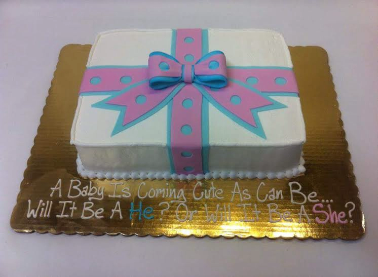 Gender Reveal Present Cake