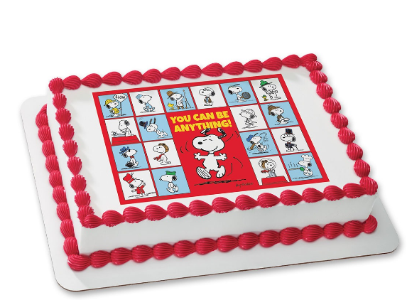 peanuts snoopy graudation cake